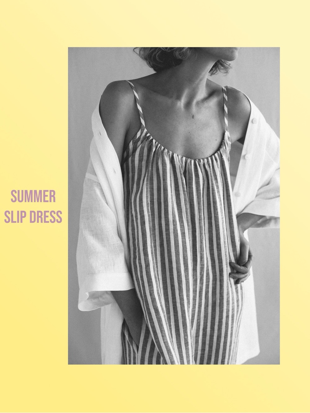 🪻Trendy Coastal Nicole Miller Linen Blend Stripe Slip Dress Size L (fits S,M)🪻